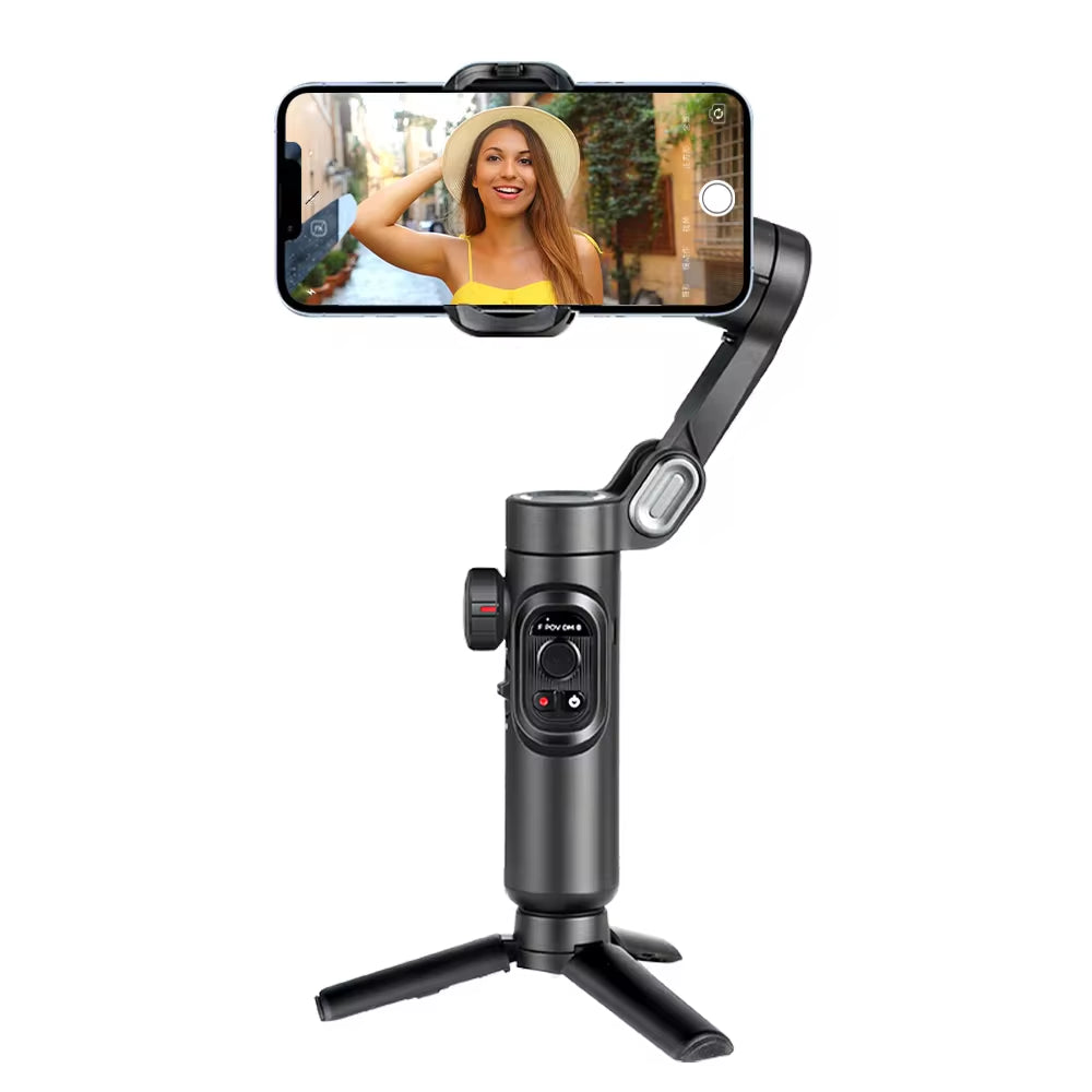 AOCHUAN 3-Axis Handheld Gimbal Stabilizer for Smartphones with Integrated Fill Light and Face Tracking for iPhone and Android - Ideal for TikTok and Vlogging