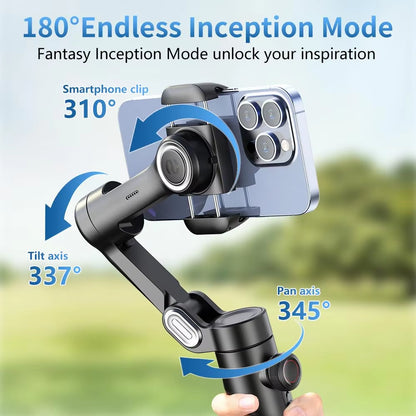 AOCHUAN 3-Axis Handheld Gimbal Stabilizer for Smartphones with Integrated Fill Light and Face Tracking for iPhone and Android - Ideal for TikTok and Vlogging