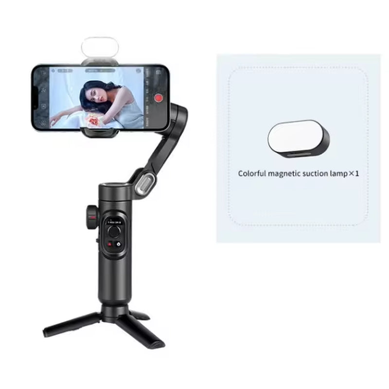 AOCHUAN 3-Axis Handheld Gimbal Stabilizer for Smartphones with Integrated Fill Light and Face Tracking for iPhone and Android - Ideal for TikTok and Vlogging